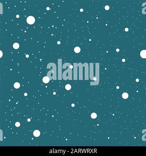 Seamless pattern with circles and dots of various sizes in a chaotic manner. Different diameter round shapes randomly placed on continuous background. Stock Vector