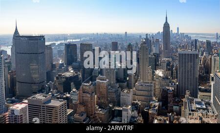 New York, USA - January 26, 2018: Morning view of Lower Manhattan cityscape at sunrise. Stock Photo