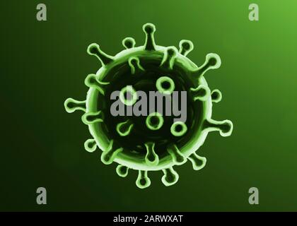 Abstract Virus illustration on a green background. Stock Photo