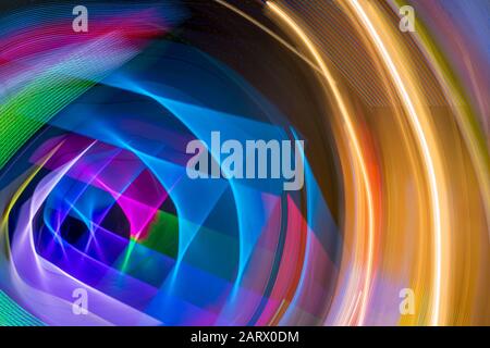 Abstract background created using a long exposure time and multicolored light sources Stock Photo