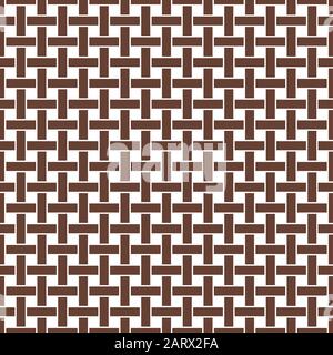 Wicker seamless pattern. Basket weave repeating texture. Braiding continuous background of vertical and horizontal intersecting perpendicular stripes. Stock Vector