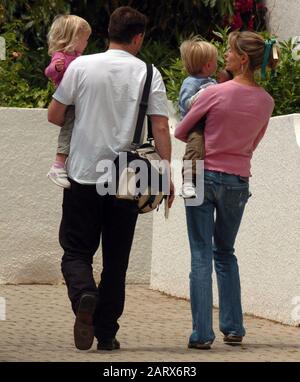 Kate and Gerry McCann collecting their youngest children Sean and Amelie from the children's creche at the Ocean Club in Praia Da Luz, whilst the search continues for their missing daughter Madeleine who was abducted from the resort on May 3rd 2007. Stock Photo