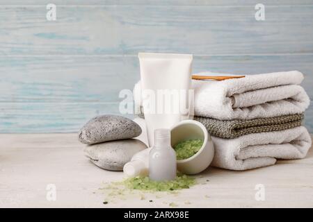 Composition with spa items on table Stock Photo