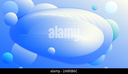 Blue round shapes bubbles gradient light perspective vector abstract background Stock Vector