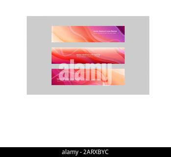 Abstract red colored waves banners templates set modern design background Stock Vector
