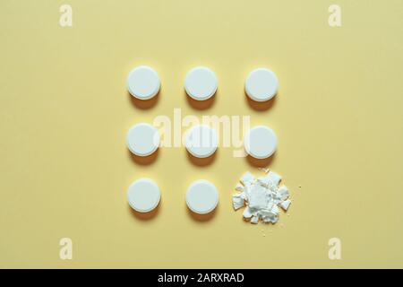 Many pills on color background Stock Photo