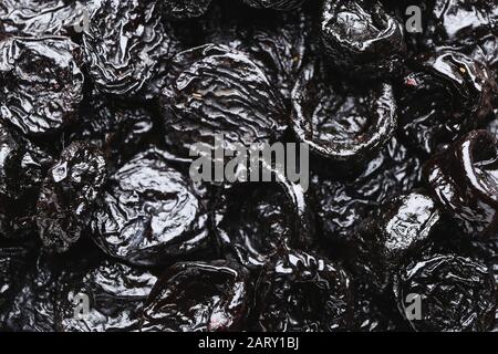 Heap of tasty prunes, closeup Stock Photo