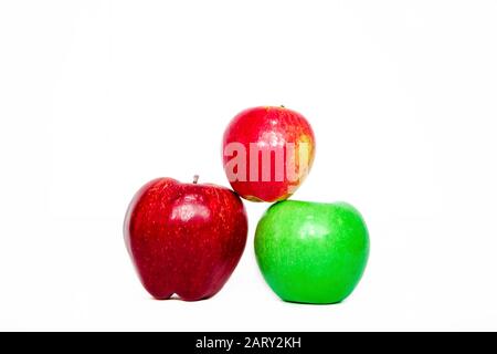 Solidarity between apples, three apples isolated on white background Stock Photo