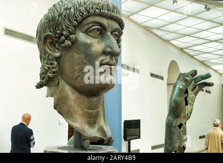 ROME, ITALY - OCTOBER 3, 2012: Fragments of a bronze statue of Constantine the Great in the Capitoline Museum. Stock Photo