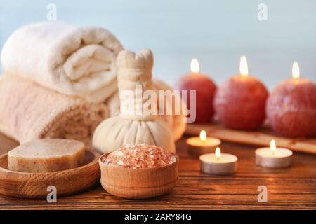 Composition with spa items on table Stock Photo