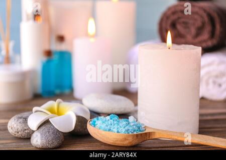 Composition with spa items on table Stock Photo