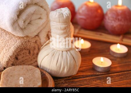 Composition with spa items on table Stock Photo