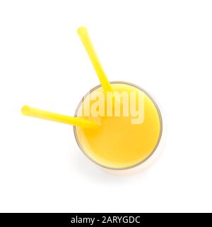 Glass of tropical cocktail on white background Stock Photo