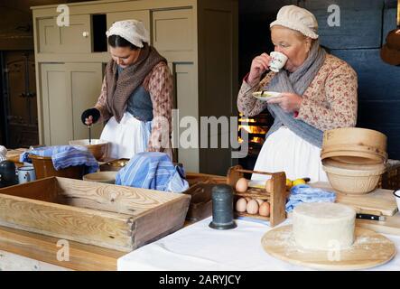 Actors playing historic staff and servant roles at Audley End House, Essex, UK Stock Photo