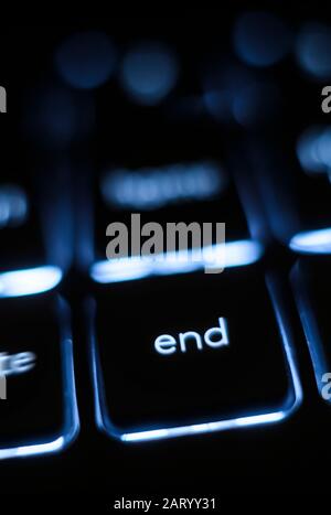 Illuminated 'end' key on keyboard Stock Photo