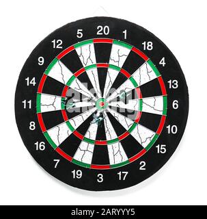 Dartboard for playing darts on white background Stock Photo