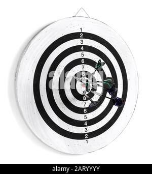 Dartboard for playing darts on white background Stock Photo