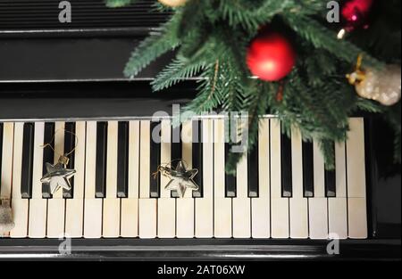 Piano With Christmas Decor Top View Stock Photo 341755508 Alamy