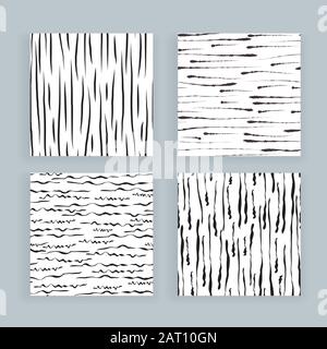 Set of Abstract Samless Patterns of doodles, lines, memphis elements. Simple abstract pattern background collection for interrior, textile design Stock Vector