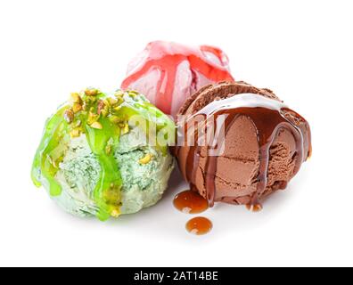 Different ice-creams on white background Stock Photo