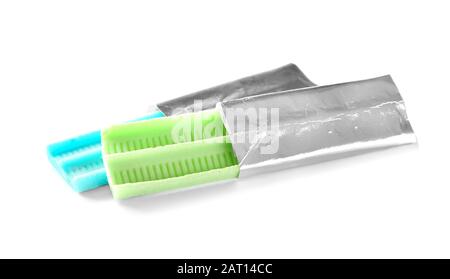 Chewing gums on white background Stock Photo