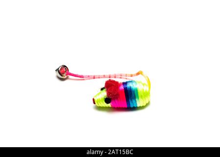 Colored mouse toy for cat isolated on white background Stock Photo