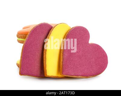 Heart shaped cookies for Valentine's day on white background Stock Photo