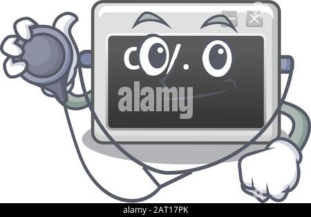 Smart and cool command window cartoon character in a Doctor with tools Stock Vector