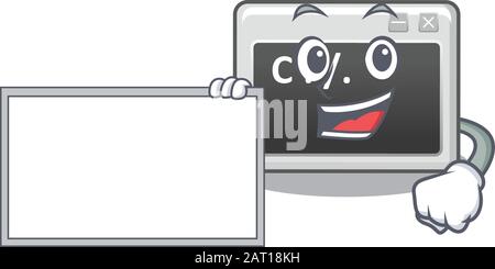 Funny command window cartoon character design style with board Stock Vector
