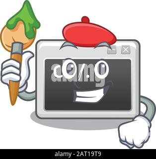 Cartoon character of command window Artist with a brush Stock Vector