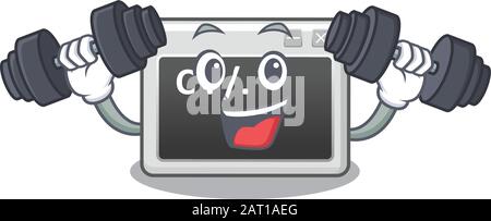Sporty Fitness exercise command window using barbells Stock Vector