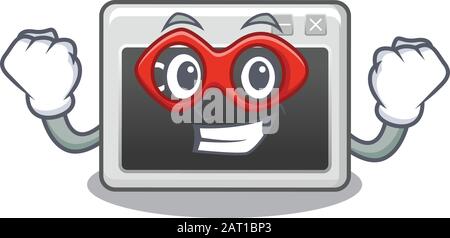 Smiley mascot of command window dressed as a Super hero Stock Vector