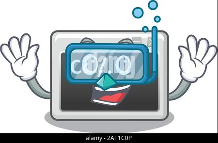 cartoon character of command window wearing Diving glasses Stock Vector