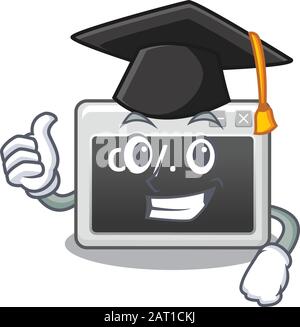 happy and proud of command window wearing a black Graduation hat Stock Vector
