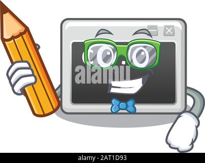 A picture of Student command window character holding pencil Stock Vector