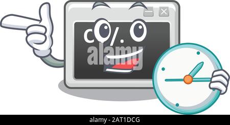 cartoon character style command window having clock Stock Vector