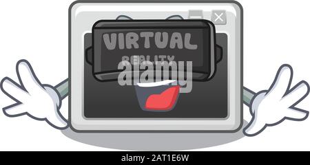 Trendy command window character wearing Virtual reality headset Stock Vector