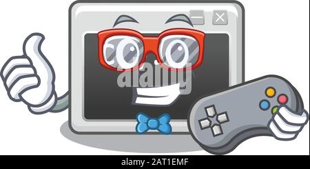 Smiley gamer command window cartoon mascot style Stock Vector
