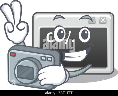 Cool Photographer command window character with a camera Stock Vector