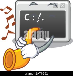 cartoon character style of command window performance with trumpet Stock Vector