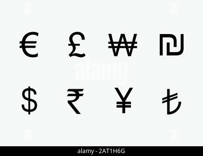 Currency, icon set. Vector illustration, flat design. Stock Vector