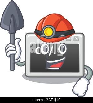 Cool clever Miner command window cartoon character design Stock Vector