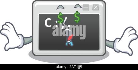 Happy rich command window with Money eye cartoon character style Stock Vector