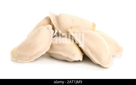 Raw dumplings on white background Stock Photo