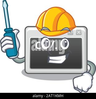 Cool automotive command window in cartoon character style Stock Vector
