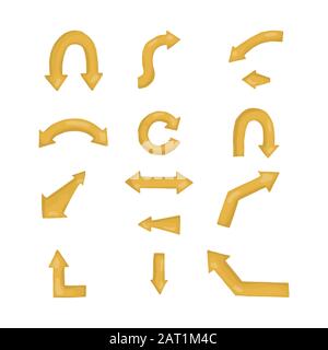 Arrow yellow icons set. Vector illustration. Cursors sign collection Stock Vector