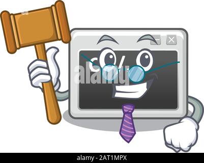 Smart Judge command window in mascot cartoon character style Stock Vector