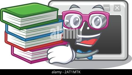 Cool and clever Student command window mascot cartoon with book Stock Vector