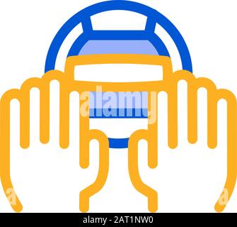 Catching Volleyball Ball Icon Vector Outline Illustration Stock Vector