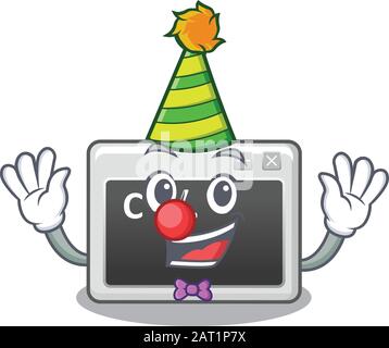 Funny Clown command window cartoon character mascot design Stock Vector